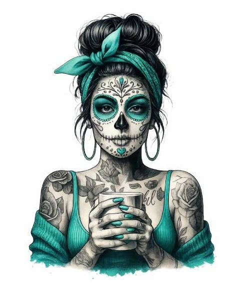 Motiv " Skull Girl Türkis " ArtNr.: DMT